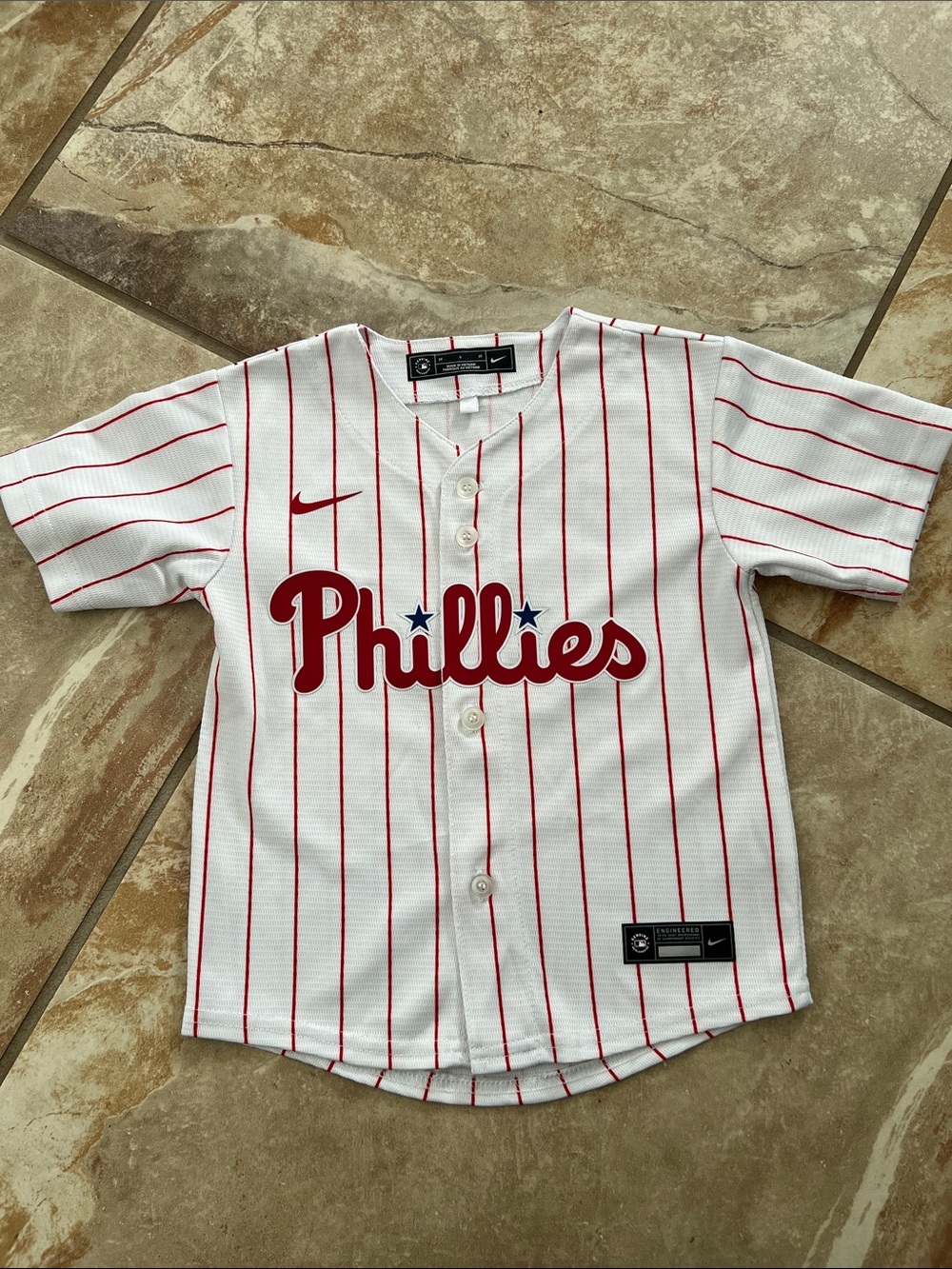 Nike Kids Phillies White Red Pinstripe Baseball Jersey